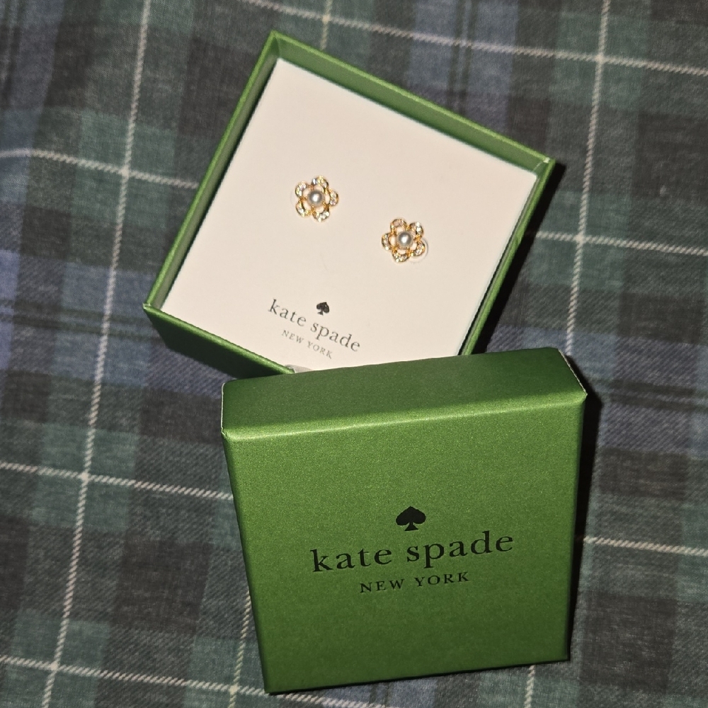 Kate Spade Pearl Gold Floral Stud Earrings